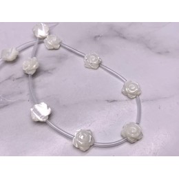 Каменным бусины, Перламутр, белый, розочки, односторонние, размер 12 мм, цена за 1 шт.