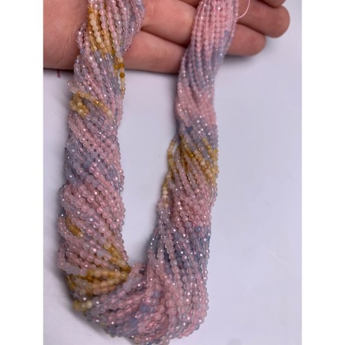 Каменные бусины, Берилловый Микс, люкс, шарик огранка, 2 мм, нить 38 см