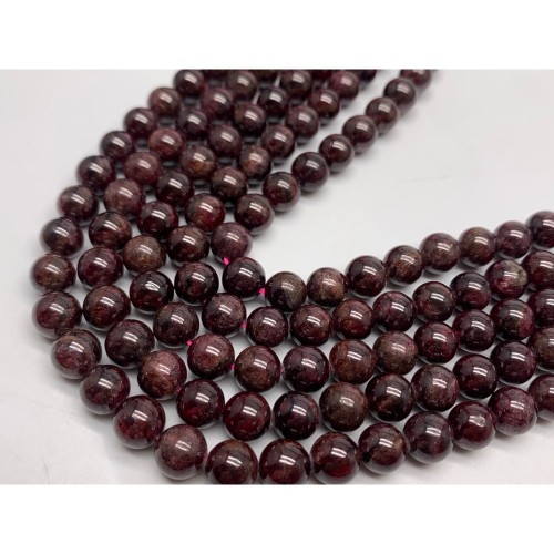 Каменные бусины, Гранат, с включениями, шарик гладкий, 8 мм, длина нити 38 см