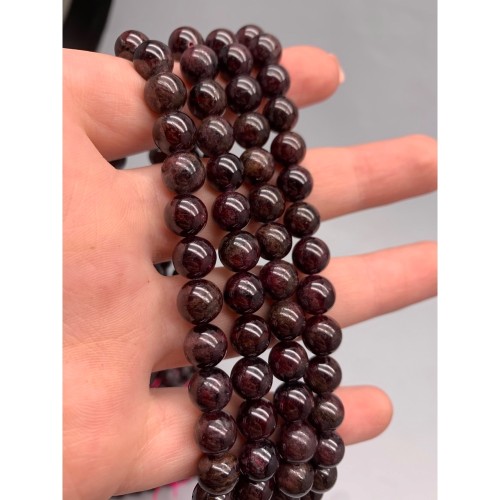 Каменные бусины, Гранат, с включениями, шарик гладкий, 8 мм, длина нити 38 см