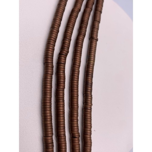 Каменные бусины, Гематит синтетический, бронза, матовый, шайба, размер 4х1 мм, нить 38 см