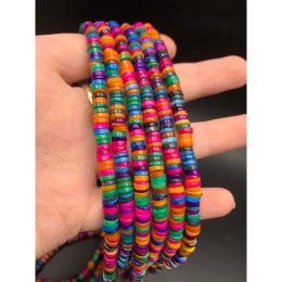 Каменные бусины, Перламутр, "Шайба", микс, тонированный, 6 мм, длина нити 38 см