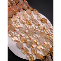 Каменные бусины, Цитрин, фриформы, 14х9 мм, толщина 5 мм, длина нити 38 см