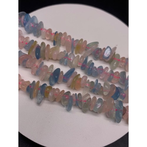 Каменные бусины, Берилловый микс, крошка, фриформы, 8х4 мм, длина нити 38 см