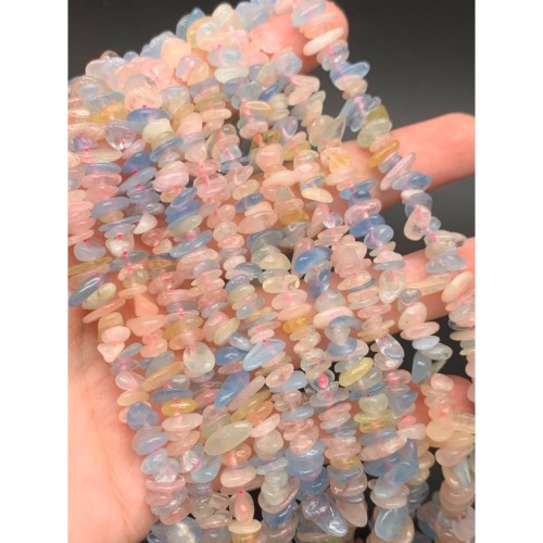 Каменные бусины, Берилловый микс, крошка, фриформы, 8х4 мм, длина нити 38 см