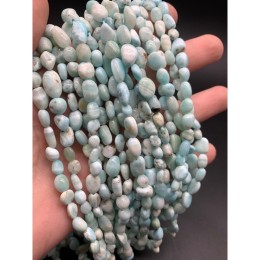 Каменные бусины, Ларимар, фриформы, 11х6 мм, длина нити 38 см