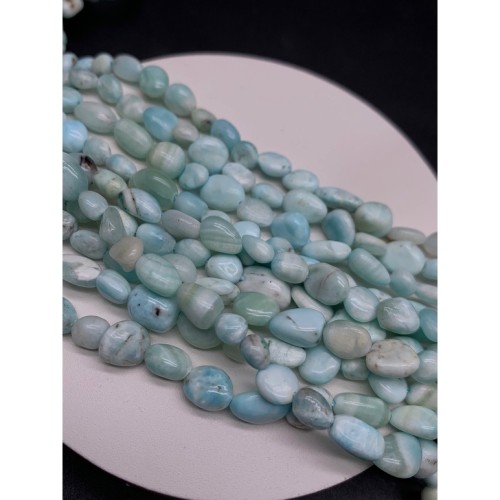 Каменные бусины, Ларимар, фриформы, 11х6 мм, длина нити 38 см