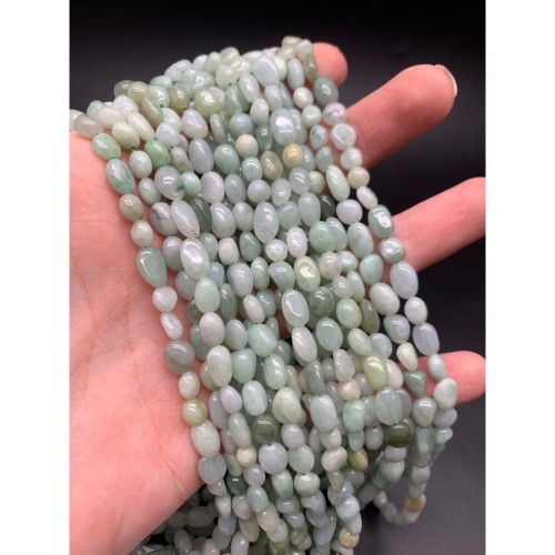 Каменные бусины, Нефрит Бирма, фриформы, 8х6 мм, длина нити 39 см