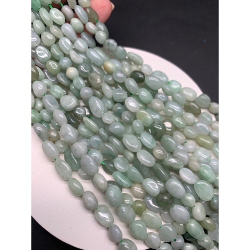 Каменные бусины, Нефрит Бирма, фриформы, 8х6 мм, длина нити 39 см