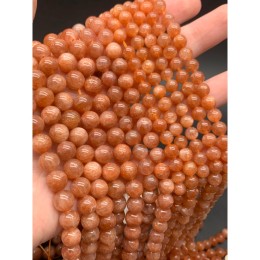 Каменные бусины, Солнечный камень, люкс, шарик гладкий, 6-6,5 мм, длина нити 39 см