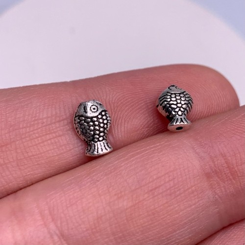 Бусина, "Рыбка", тайское серебро, размер 7,5х5 мм, цена за 1 шт.