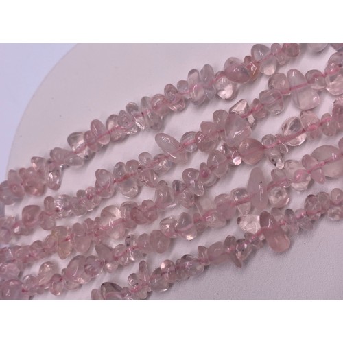 Каменные бусины, Розовый Кварц, фриформы, 7х3 мм, длина нити 38 см