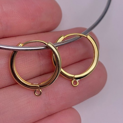 Швензы, родированное серебро 925 пробы, c позолотой, 18х2,5 мм