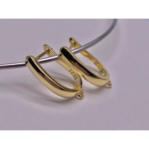 Швензы, родированное серебро 925 пробы, с позолотой, 19х3,3 мм