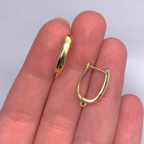 Швензы, родированное серебро 925 пробы, с позолотой, 19х3,3 мм