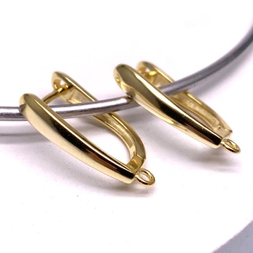 Швензы, родированное серебро 925 пробы, с позолотой, 17х2,5 мм