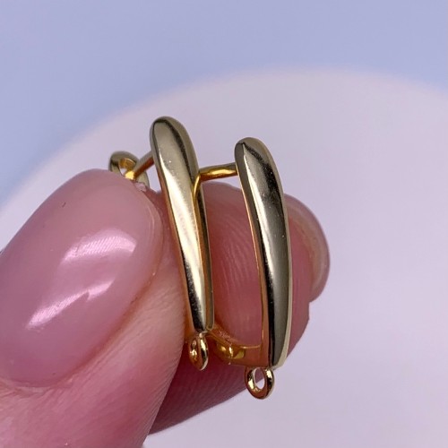 Швензы, родированное серебро 925 пробы, с позолотой, 17х2,5 мм