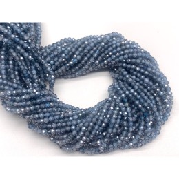 Каменные бусины, Цирконий кубический, (т.н. Циркон), синий кристалл, шарик огранка, 2 мм, длина нити 38 см