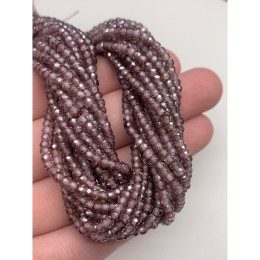 Каменные бусины, Цирконий кубический, (т.н. Циркон), винный кристалл, люкс, рондель, огранка, 3х2 мм, длина нити 38 см
