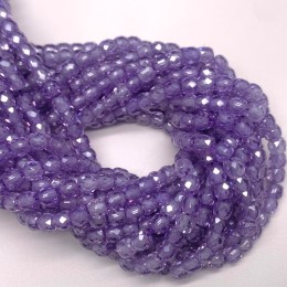 Каменные бусины, Цирконий кубический, (т.н. Циркон), лавандовый кристалл, рондель, огранка, 4х3 мм, длина нити 38 см
