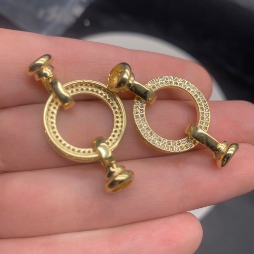 Застёжка, замочек, с фианитами, цвет золото, 37х21 мм