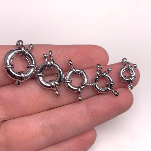 Замочек, штурвал, родий/латунь, под серебро, 9 мм, цена за 1 шт