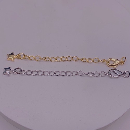 Карабин, замочек, родий/латунь, под серебро, 8 мм, с удлинителем 50 мм, подвеска-звездочка объемная, цена за 1 шт