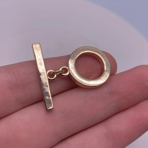 Замочек, тогл, латунь, цвет золото, палочка 28х3 мм, круг 20х3 мм