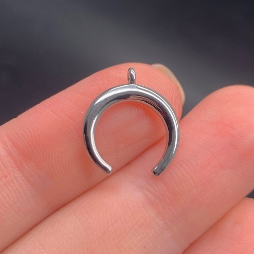 Подвеска, Лунница, родий/латунь, под серебро, размер 14х13 мм