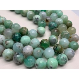 Каменные бусины, Хризопраз, шарик гладкий, 14 мм, длина нити 19 см