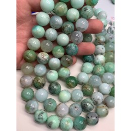 Каменные бусины, Хризопраз, шарик гладкий, 14 мм, длина нити 19 см