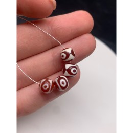 Бусина Дзи "430" из сердолика, 3 глаза, размер 8 мм, цена за 5 шт