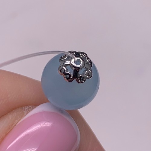 Шапочка для бусин, родий/латунь, цвет серебро, размер 6 мм 18098