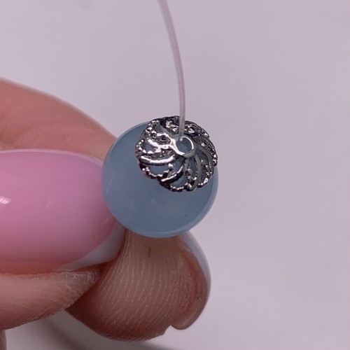 Шапочка для бусин, родий/латунь, цвет серебро, размер 7 мм