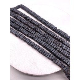 Каменные бусины, Вулканическая лава, серая, квадрат 4х2 мм, длина нити 38 см