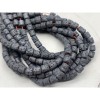 Каменные бусины, Вулканическая лава, серая, трубочки, 4х4 мм, длина нити 38 см