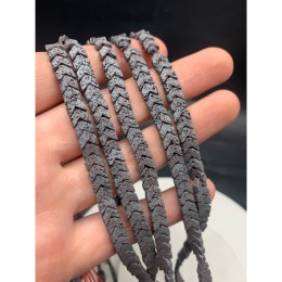 Каменные бусины, Вулканическая лава, серая, стрелка, 6х3 мм, длина нити 38 см