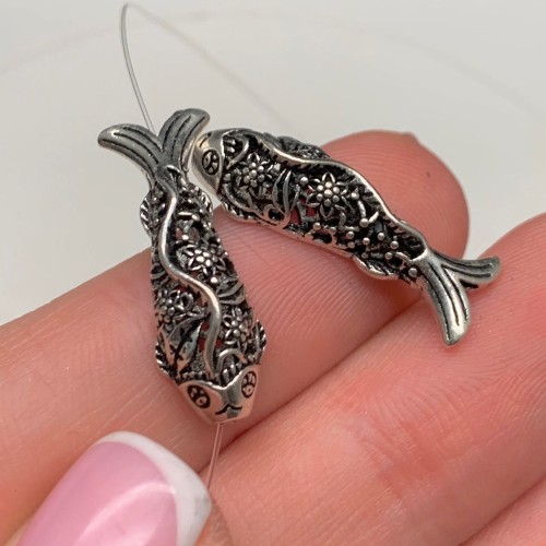 Разделитель, "Рыба", тайское серебро, размер 25х8 мм, цена за 1 шт.