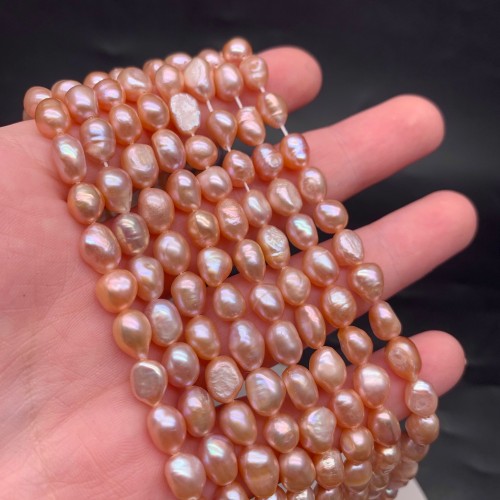 Каменные бусины, Жемчуг, бежевый, фриформы, 9-10 мм, длина нити 36 см