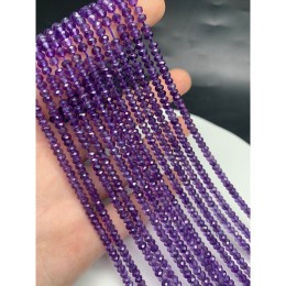 Каменные бусины, Аметист, люкс, огранка, рондель 2,5х4 мм, длина нити 38 см