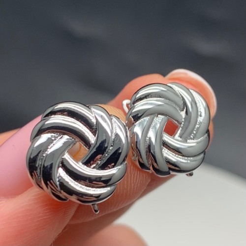 Швензы, родий/латунь, цвет серебро, размер 15х13 мм