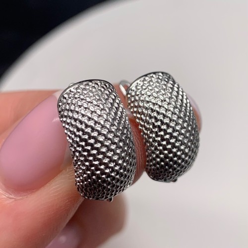 Швензы, родий/латунь, цвет серебро, размер 18х15 мм