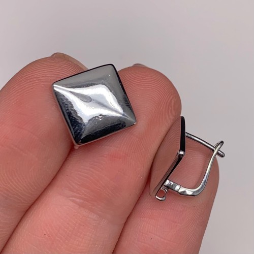 Швензы, родий/латунь, цвет серебро, размер 12х11 мм