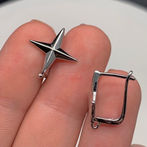 Швензы, родий/латунь, цвет серебро, размер 18х11 мм 18134