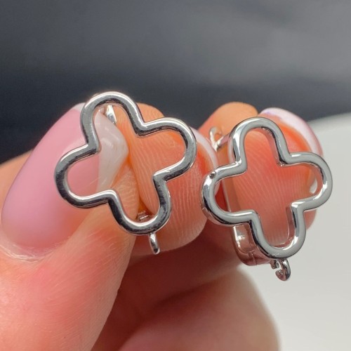 Швензы, родий/латунь, цвет серебро, размер 15х11 мм 18136