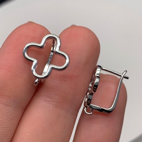 Швензы, родий/латунь, цвет серебро, размер 15х11 мм 18136