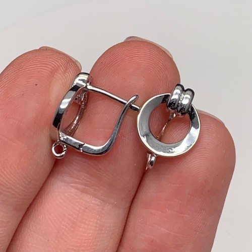 Швензы, родий/латунь, цвет серебро, размер 14х10 мм