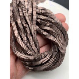 Каменные бусины, Гематит синтетический, квадрат, матовый, цвет шоколад, размер 4х1 мм, нить 38 см