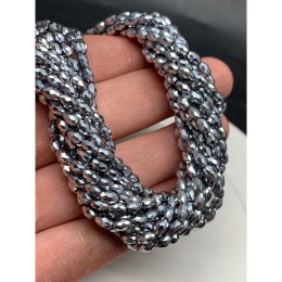 Каменные бусины, Гематит синтетический, бочонок, огранка, цвет серебро, размер 5х3 мм, длина нити 38 см