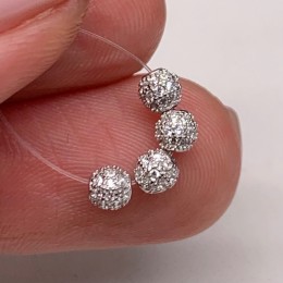 Бусина, со стразами, модель SS 925, родированное, шарик 3 мм